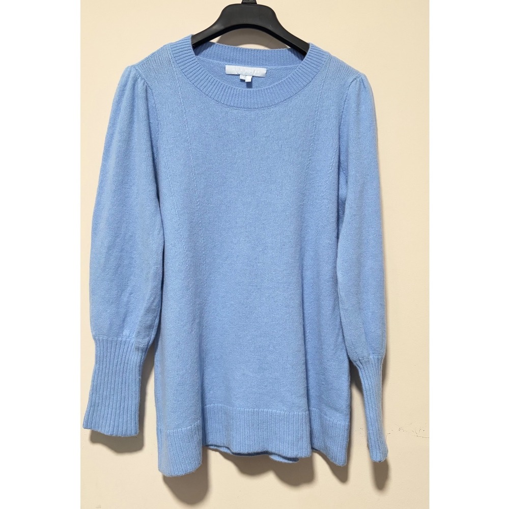 Hill House Home Light Blue 100% Merino Wool Puff Shoulder Sweater Womens Medium